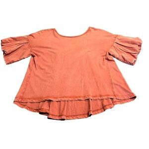 Frye Women’s Rust Orange Scoop Neck Short Sleeve Tee Top Size Large